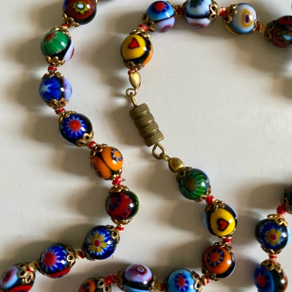 VTG Italian Murano Millefiori Glass Necklace - Picture 9 of 9
